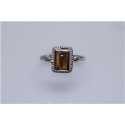 11.70 CTW TIGER EYE RING .925 STERLING SILVER