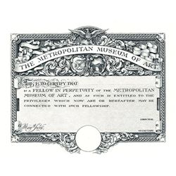 Metropolitan Museum of Art, Proof Certificate of Fellowship.