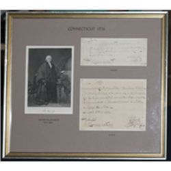 Oliver Ellsworth Autograph on 2 Letters and Engraving of Him.