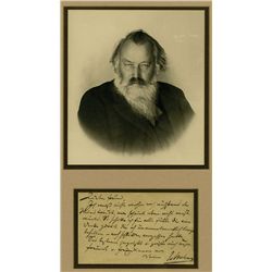 Johannes Brahms Autographed Postcard with Note and Real Photograph.