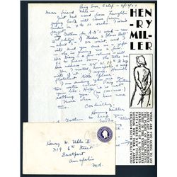 Henry Miller Signed Letter, 1944, American Writer.