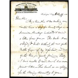 Francis E. Spinner, October 1861, Historic Handwritten Letter on House of Representatives Letter She