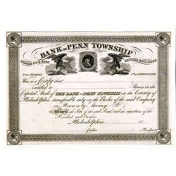 Bank of Penn Township, Proof Stock Certificate.