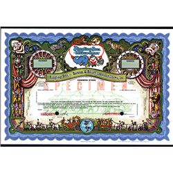 Colorful Ringling Bros. - Barnum & Bailey Combined Shows, Specimen Stock Certificate.