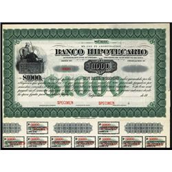 Banco Hipotecario Specimen Bond.