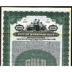 City of Barranquilla, Specimen Bond.