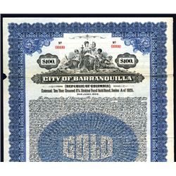 City of Barranquilla, Specimen Bond.
