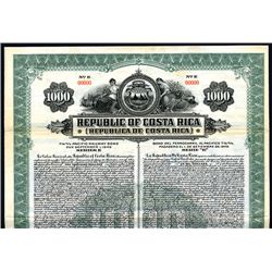 Republic of Costa Rica, Specimen Bond.