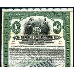 Republic of El Salvador, Specimen Bond.