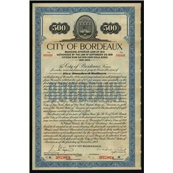 City of Bordeaux, Specimen Bond.