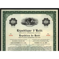 Republique d'Haiti, Specimen Bond.