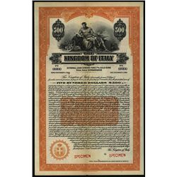 Kingdom of Italy, Specimen Bond.