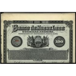 Banco de Nuevo Leon, Specimen Bond.