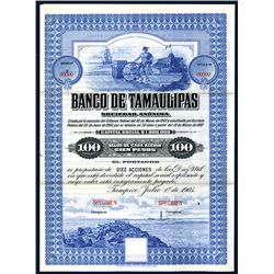 Banco de Tamaulipas, Specimen Bond.