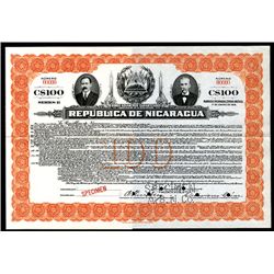 Republica de Nicaragua, Specimen Bond.