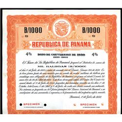 Republica de Panama, Specimen Bond.