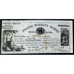 Toledo Novelty Works Issued Stock.