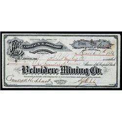 Belvidere Mining Co., Issued Stock.