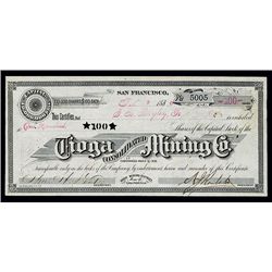 Tioga Consolidated Mining Co., Issued Stock.