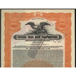 Fifteen Park Row Corp., Specimen Bond.