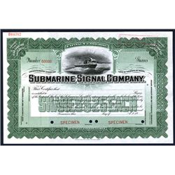 Submarine Signal Co., Specimen Stock.