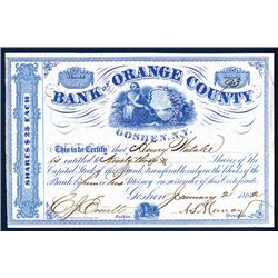 Bank of Orange County Issued Stock.