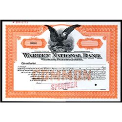 Warren National Bank, Specimen Stock.