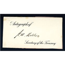 Andrew Mellon Signature on Small Card.