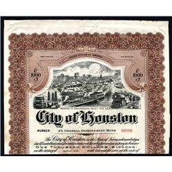 City of Houston, Specimen Bond.