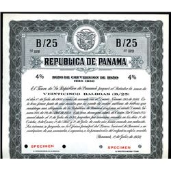 Republica de Panama, Specimen Bond.