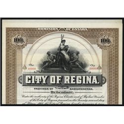 City of Regina Specimen Bond.