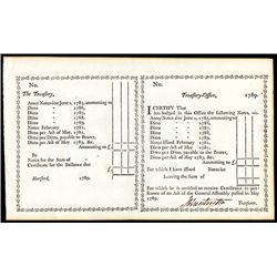 Colonial Treasury Certificate