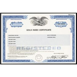 Gold Index Cert, ND, Specimen Stock.