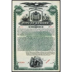 City of Newark Specimen Bond.