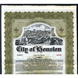 City of Houston Specimen Bond.