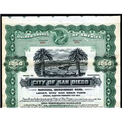 City of San Diego, Specimen Bond.