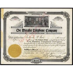 Mesaba Telephone Co. Issued Stock.