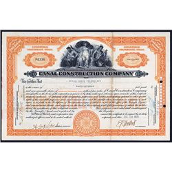 Canal Construction Co. Issued Stock.