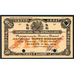 Chartered Bank of India, Australia & China, 1924 Issue Color Trial Specimen.