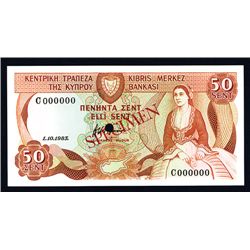 Central Bank of Cyprus, 1983 Issue Specimen.