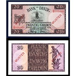 Bank of Danzig, 1932 Issue Specimen Banknote.