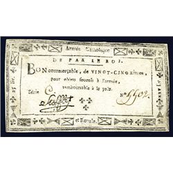 Armee Catholique Et Royale, ND (Nov. 1793) Issue Banknote.