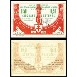 French Oceania, French Administration, 1942 Issue Banknote.