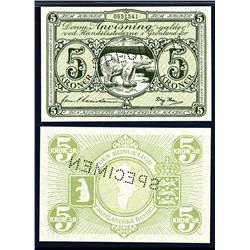 Greenland, Danish Administration, ND (1953-67) Issue Specimen Banknote.