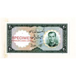 Bank Melli Iran, 1958 Issue Color Trial Specimen Banknote.