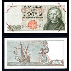 Banca D'Italia, 1964 Issue Specimen Banknote.