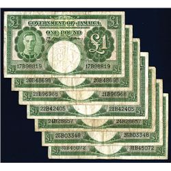 Government of Jamaica, 1955 Issue Group of 7 Banknotes.