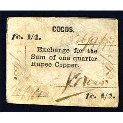 Cocos, 1879 Unlisted earlier First Issue Rarity.