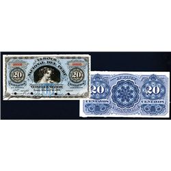 Banco Nacional Del Peru, 1873 First Fractional Issue Proof.