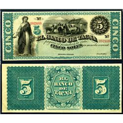 Banco De Tacna, ND (1870's) Remainder Banknote.